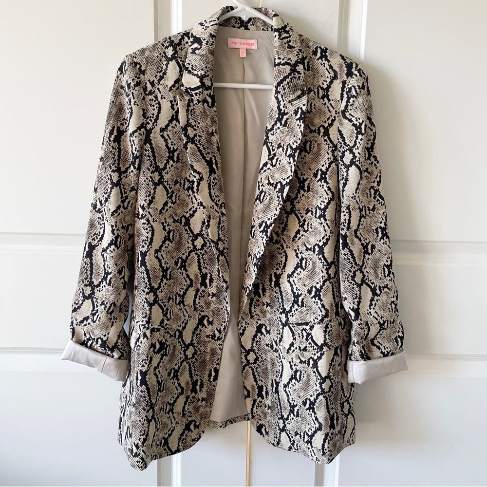 Re:named Snakeprint Open Front Long Sleeve Blazer Size Small